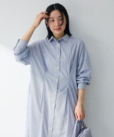 Green Parks イージーケア抜け衿ウエストタックシャツワンピース