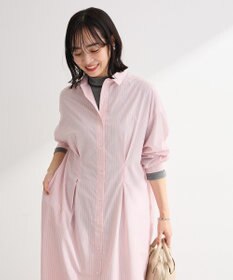 Green Parks イージーケア抜け衿ウエストタックシャツワンピース