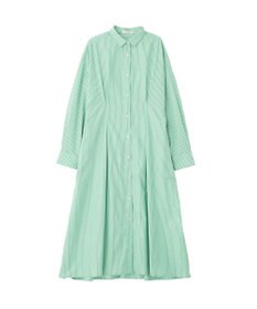 Green Parks イージーケア抜け衿ウエストタックシャツワンピース