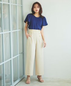 Feroux 【UVケア】バイカラーラッフルスリーブ Ｔシャツ