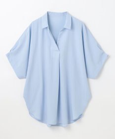 ANY 【新色追加】スキッパーネック袖タックブラウス