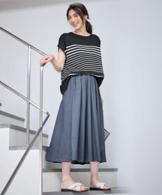 ANY 【大好評につき新色追加！/ウエストゴム】シャンブレーライクフレアスカート