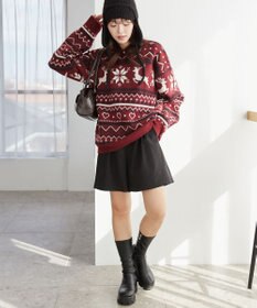 WEGO フラッフィーグラフィックBIGニットプルオーバー