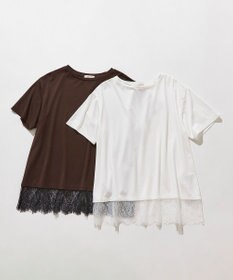 ANY SIS L 裾レース半袖Ｔシャツ