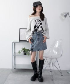 WEGO レースアップハートポケットデニムスカパン