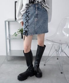 WEGO レースアップハートポケットデニムスカパン