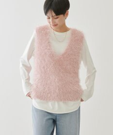 AMERICAN HOLIC 選べる丈２サイズ前後２ｗａｙシャギーベスト