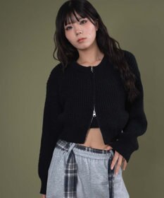 WEGO ダブルZIPニットカーデ