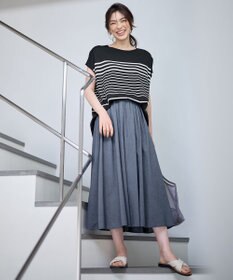 ANY 【大好評につき新色追加！/ウエストゴム】シャンブレーライクフレアスカート