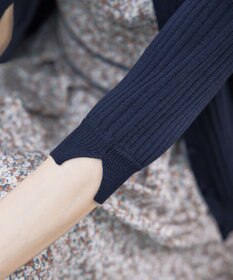 Tiaclasse 【洗える】スリット袖Vネックリブカーディガン