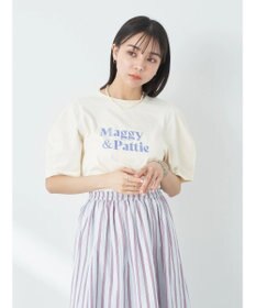 earth music&ecology フォルムスリーブ刺繍ロゴＴＥＥ