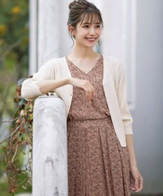 Tiaclasse 【洗える】スリット袖Vネックリブカーディガン