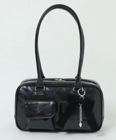 WEGO チャーム付きスクエアボストンバッグ