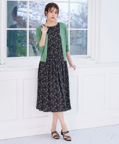 Tiaclasse 【洗える】スリット袖Vネックリブカーディガン