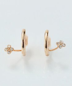Phoebe 【金属アレルギー対応】【痛くないシリーズ】フラワービジューフロートライトフィットイヤリング　シャンパンゴールド