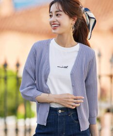 Tiaclasse 【洗える】スリット袖Vネックリブカーディガン