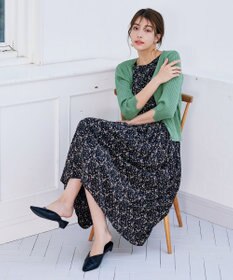 Tiaclasse 【洗える】スリット袖Vネックリブカーディガン