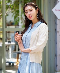 Tiaclasse 【洗える】スリット袖Vネックリブカーディガン