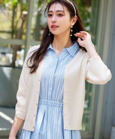 Tiaclasse 【洗える】スリット袖Vネックリブカーディガン