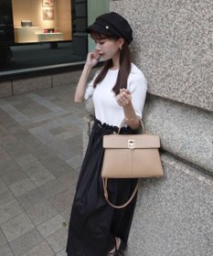 Green Parks ランタン型ニットドッキングタフタワンピース