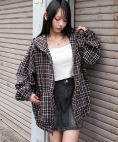 WEGO 【ユニセックス着用ITEM/MLサイズ展開】チェックグラフィックZIPパーカー（LS）