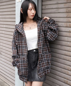 WEGO 【ユニセックス着用ITEM/MLサイズ展開】チェックグラフィックZIPパーカー（LS）