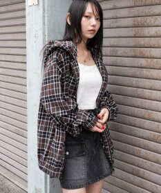 WEGO 【ユニセックス着用ITEM/MLサイズ展開】チェックグラフィックZIPパーカー（LS）