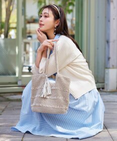 Tiaclasse 【洗える】スリット袖Vネックリブカーディガン