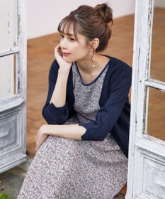 Tiaclasse 【洗える】スリット袖Vネックリブカーディガン