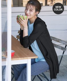 Tiaclasse L 【洗える新色追加・洗える】サマーニットフードロングカーディガン