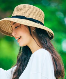 石田製帽 ペーパーブレードミックス　ワイドカサブランカ