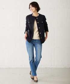 美品 J.PRESS ナチュラルツイードストレッチノーカラージャケット ナチュラルツイードストレッチ ノーカラー ジャケット / J.PRESS