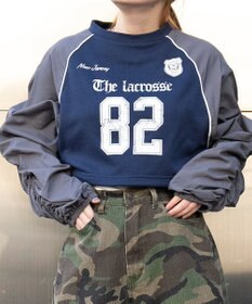 WEGO ナイロンスリーブナンバリングスウェット