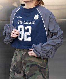 WEGO ナイロンスリーブナンバリングスウェット