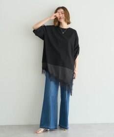 YECCA VECCA ドロストスリーブヘムレースTee