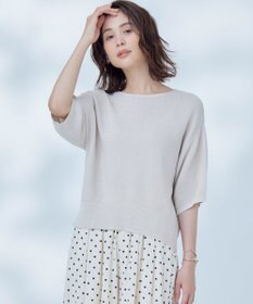 組曲 S 【WEB限定】コットンポリエステル5分袖リラクシー ニット