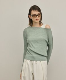 GRACE CONTINENTAL ラメリブクルーニットトップ