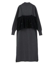 YECCA VECCA 【2点SET】バルーンキャミ付きニットワンピース