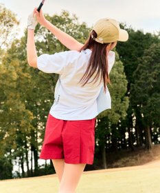 PW CIRCULUS 【WOMEN】パフスリーブメッシュコンビ モックネックT ゴルフウェア レディース