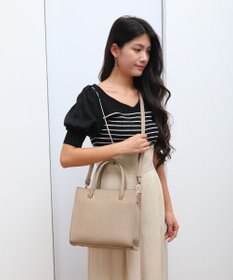 style code  【MERCURYDUO/マーキュリーデュオ】メタルアイレット　両アオリポケット　スクエアハンドバッグ