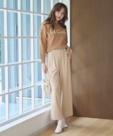 Feroux 【洗える】ウエストタックワイドパンツ