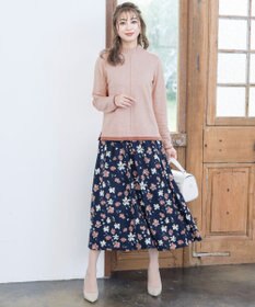 Tiaclasse 【洗える】もっちり素材が肌触り抜群の配色ニットトップス