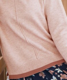 Tiaclasse 【洗える】もっちり素材が肌触り抜群の配色ニットトップス