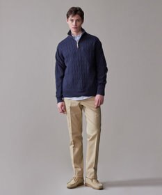 J.PRESS MEN 洗練されたデザインと機能性【ストレッチ】トリコチン ステムテーパード パンツ