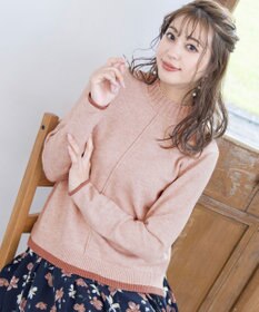 Tiaclasse 【洗える】もっちり素材が肌触り抜群の配色ニットトップス