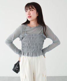 Green Parks ＳＥＴ２点　シャーリングビスチェ＋メッシュインナー