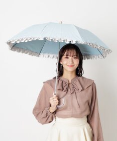 MOONBAT 【一級遮光/晴雨兼用】LANVIN en Bleu (ランバン オン ブルー)  折りたたみ日傘 シャイニーフリル 遮光 遮熱 UV