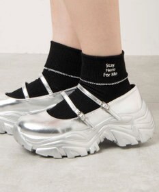 WEGO 折り返しロゴアンクルソックス