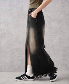 WEGO ヴィンテージウォッシュデニムロングスカート