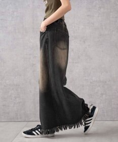WEGO ヴィンテージウォッシュデニムロングスカート